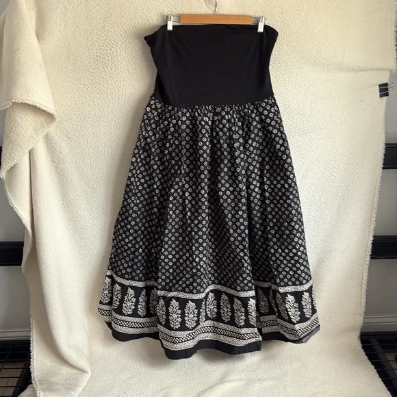 J Crew Strapless mixy dress in block print XL Black - Picture 2 of 14